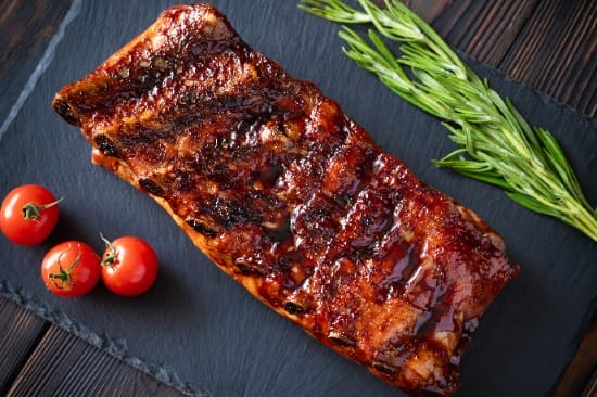 Barbecue pork spare ribs flat lay