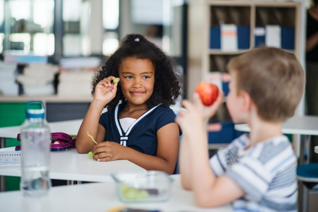 Children share snack time