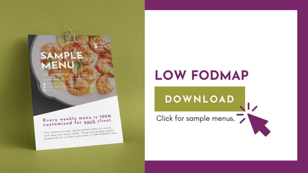 Sample Low FODMAP meals menu from The Pickled Beet personal chef Miami